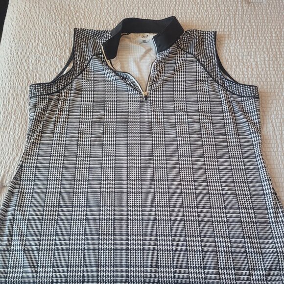 EP Pro Women Sleeveless Houndstooth Golf Polo- XXL Black - Picture 2 of 4